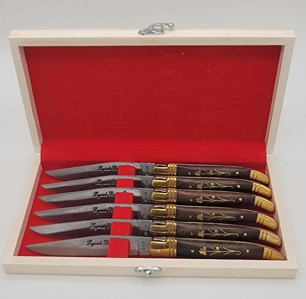 Laguiole Bougna Table knife set (6) Brass, Steel (stainless), Wood