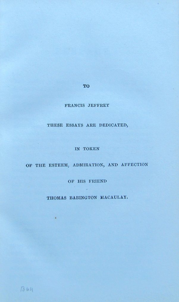Thomas Babington Macaulay Critical and Historical Essays; Lord
