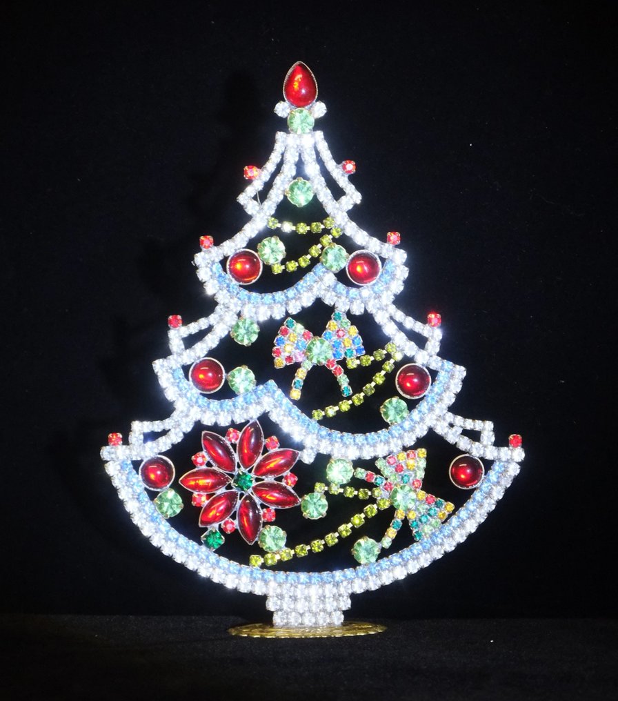 Kerstboom met Swarovskikristallen Verguld messing en Swarovski