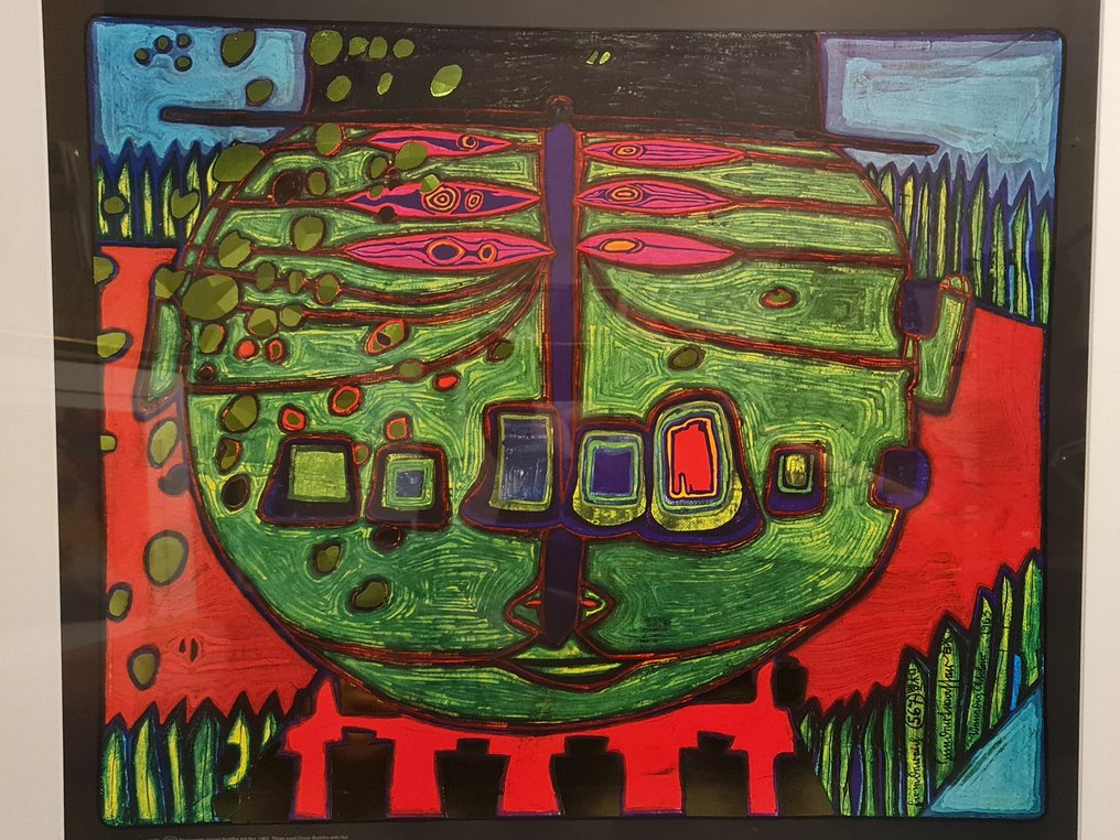 Friedensreich Hundertwasser (1928-2000) - Dreiäugiger Buddha mit Hut ...