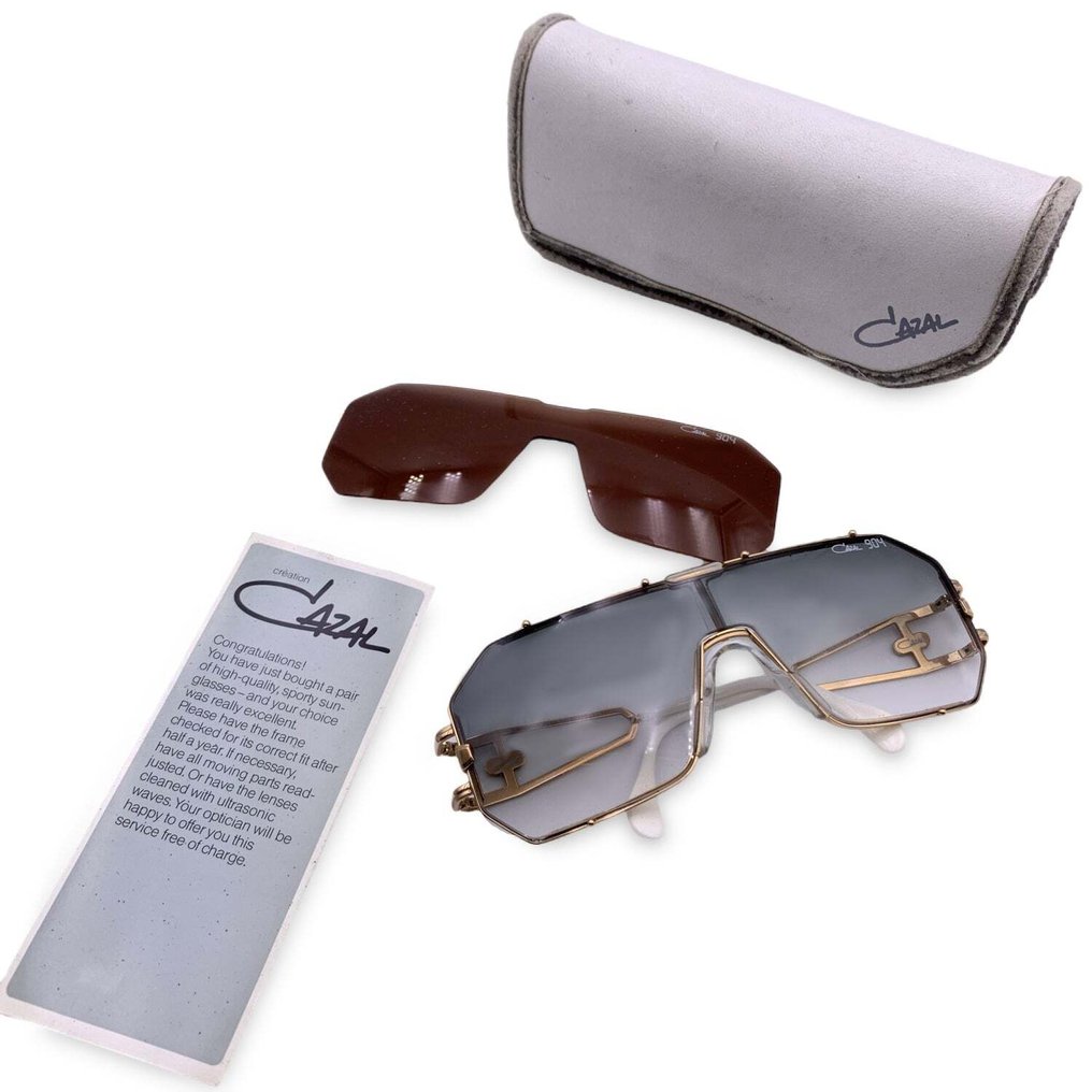 Cazal Gold Metal Sunglasses Mod. 904 Col 97 125 mm with Extra
