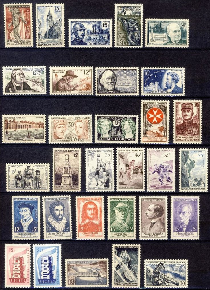 France 1955/1956 Les 2 années complètes Cote 421€ Yvert 1008/