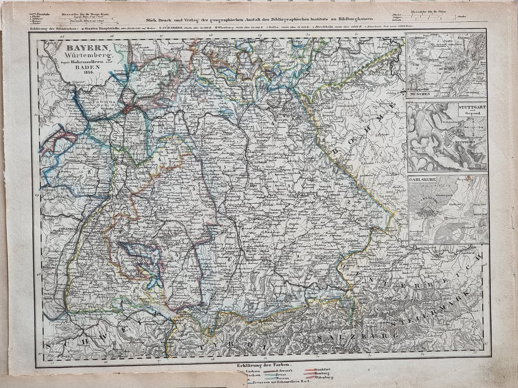 Europa, Kaart Duitsland; Meyer, Joseph Lot of 5, Regno di Baviera e