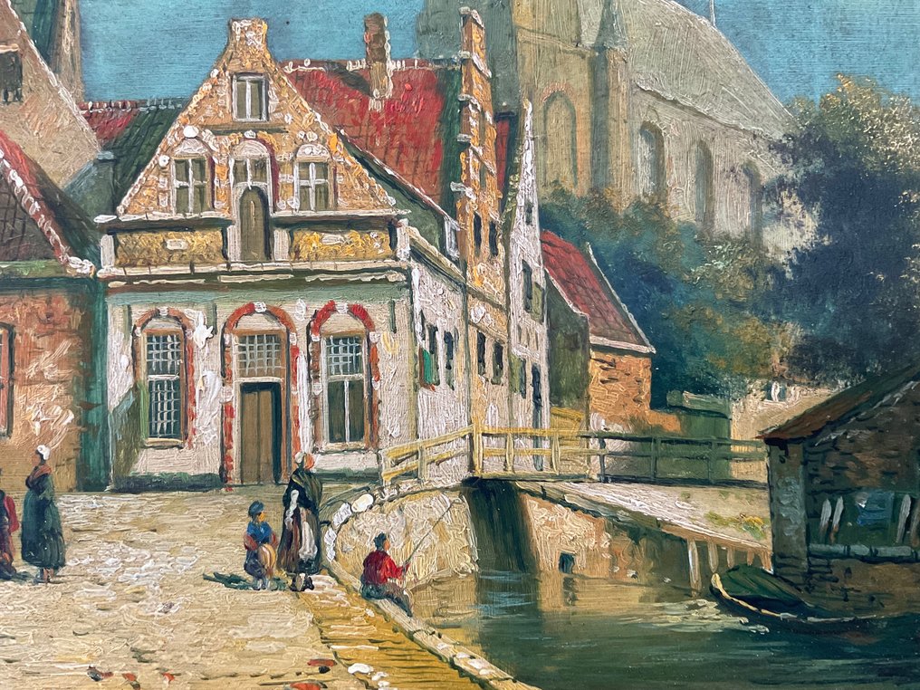 H. Muller Picturesque village scene oil on board Roe Bros. Catawiki