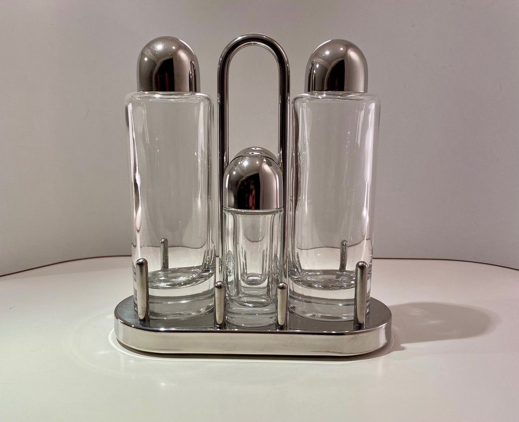 Alessi Ettore Sottsass Cruet set (1) MENAGE 5070 Stainless steel/crystal Catawiki
