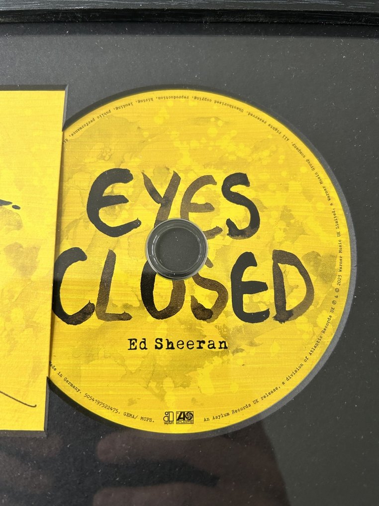 Ed Sheeran Eyes Closed Signed Insert Custom Framed CD Display
