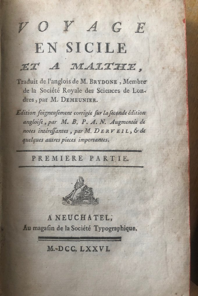 M. Patrick Brydone Voyage en Sicile et à Malthe 1776 Catawiki