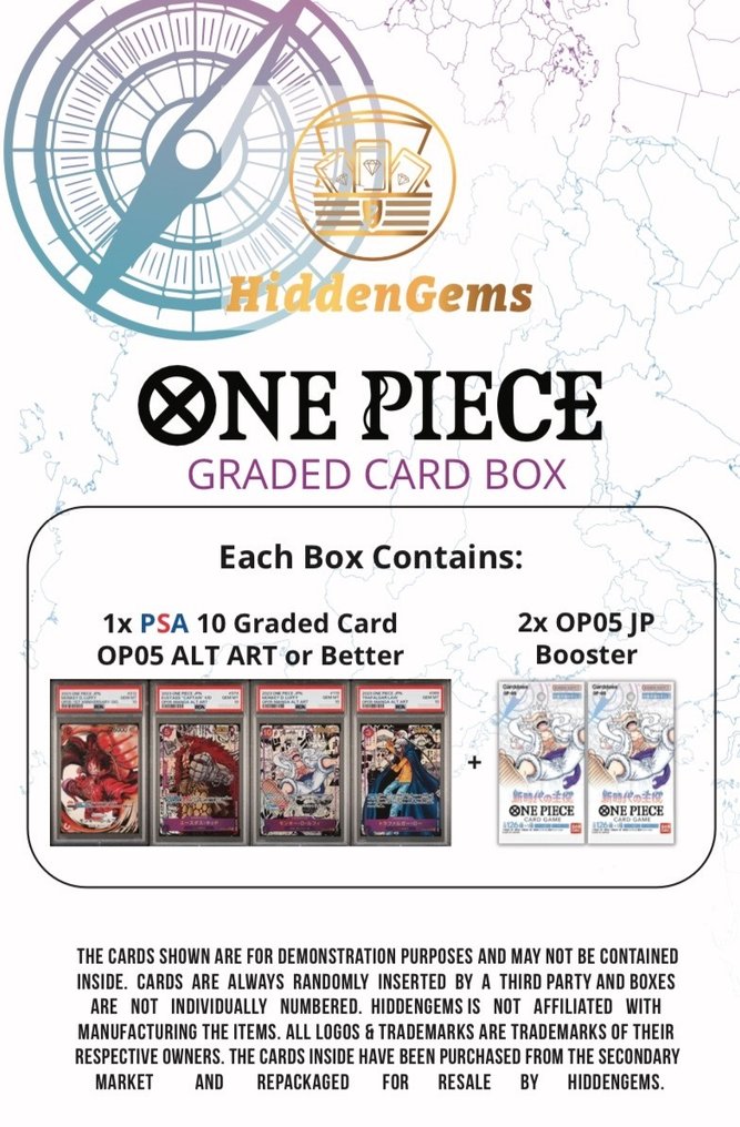 HiddenGems 1 Sealed box OP05 Awakening of the new Era One Piece PSA 10 Graded Card Box