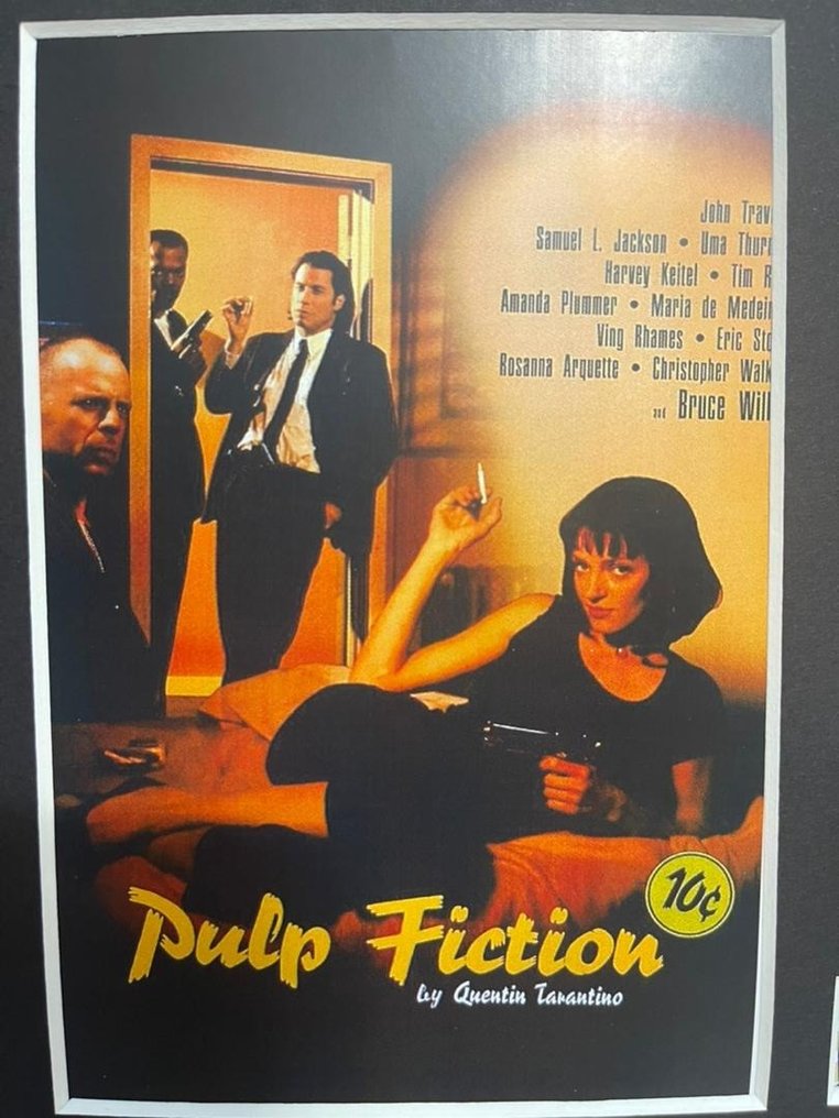 Uma Thurman & John Travolta Autographed Pulp Fiction 16x24 Movie Poster
