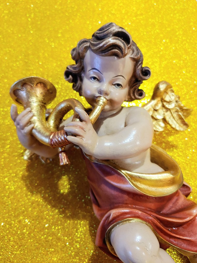 Statue, Angelo che suona il corno da parete 30 cm wood pulp Catawiki