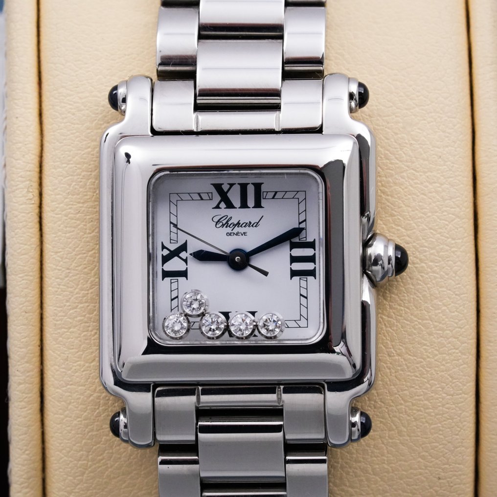 Chopard Happy Sport Square 5 Floating Diamonds Blue Dial 27