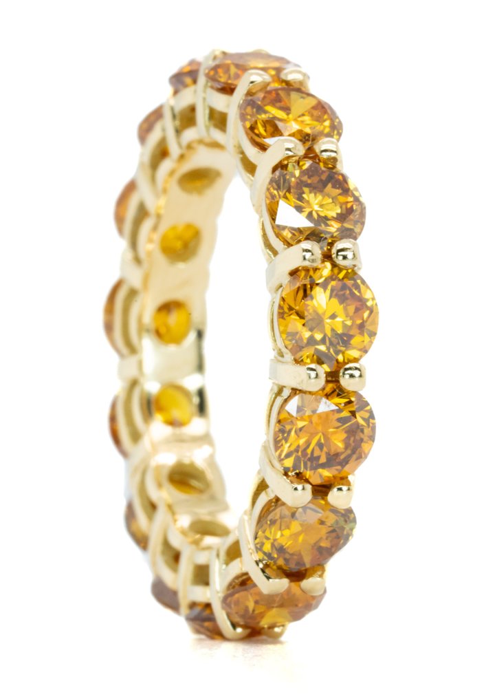 *No Reserve* Yellow Gold - Ring - 5.21 ct Diamond - Natural Fancy Vivid ...