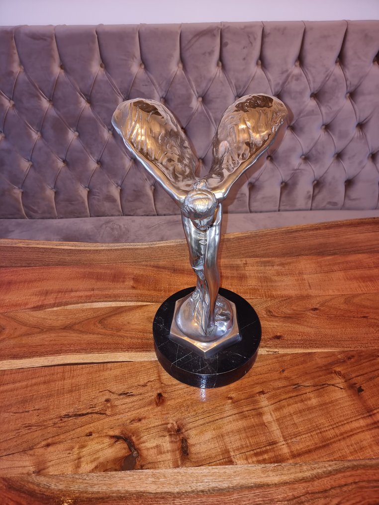 Statue, XL Rolls Royce Spirit of Ecstasy 49 cm Bronze, Marble