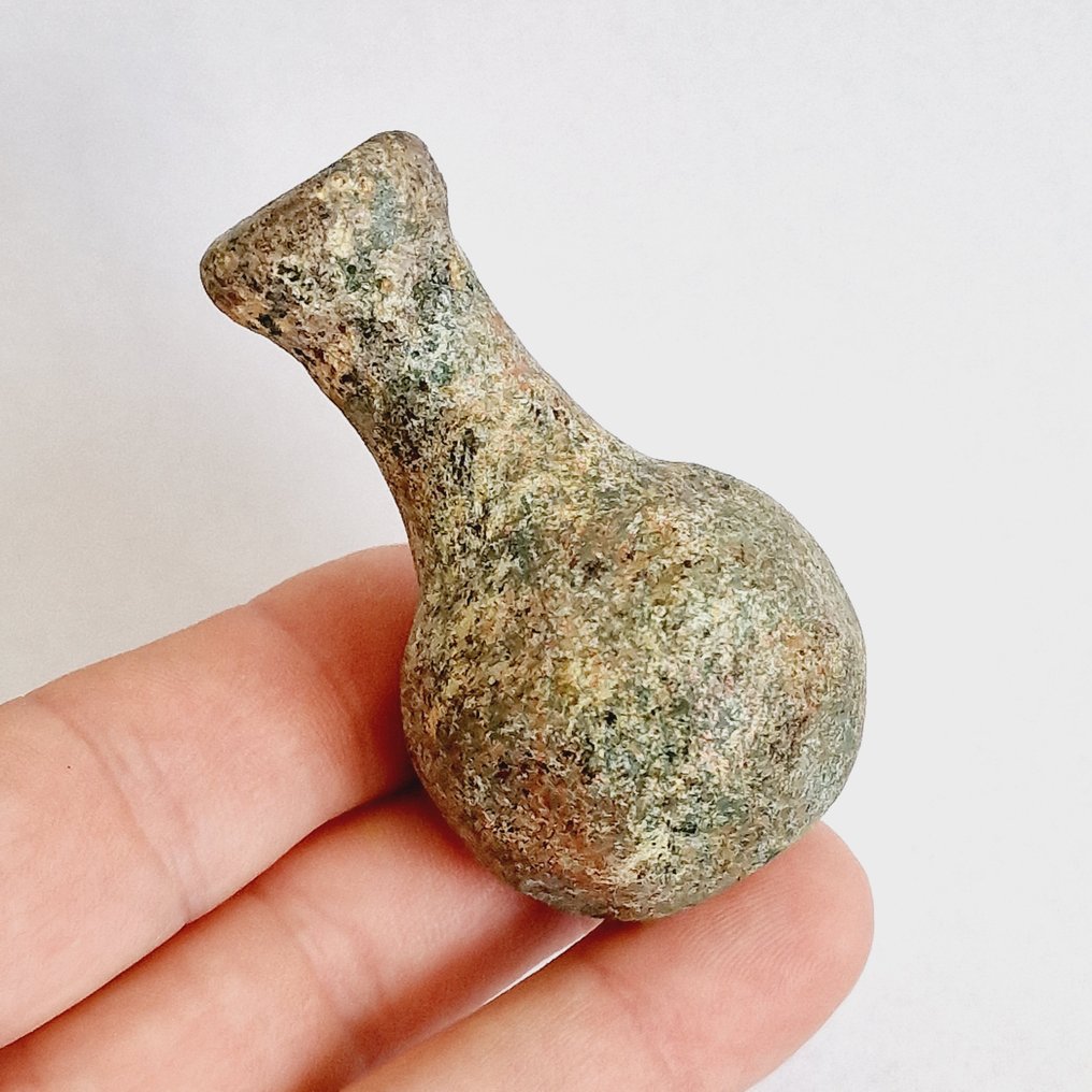 Asiático menor Vidrio Frasco de poción de perfume verde muy pequeño y