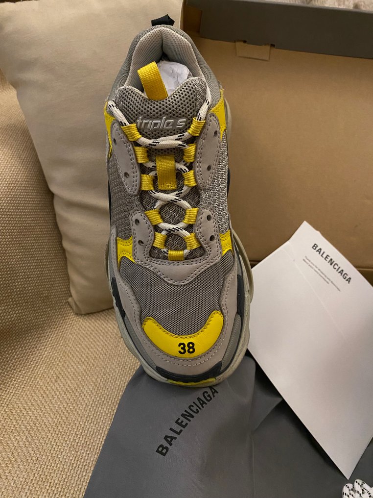 Balenciaga triple s split white hotsell light grey yellow