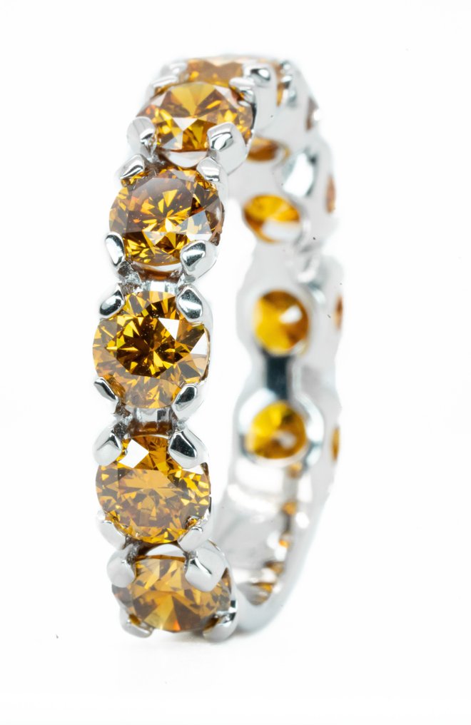 White Gold Ring 3.31 ct Diamond Natural Fancy Vivid Yellowish