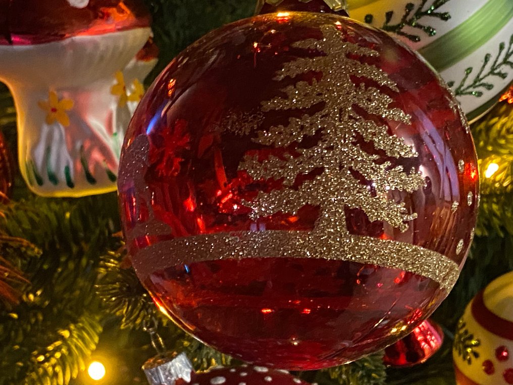 Kerstbal ornament ED Europa 12 transparante glazen kerstballen met