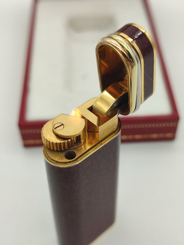 Cartier - Red Chinese Lacquer & Gold Plated *with box* - Lighter ...