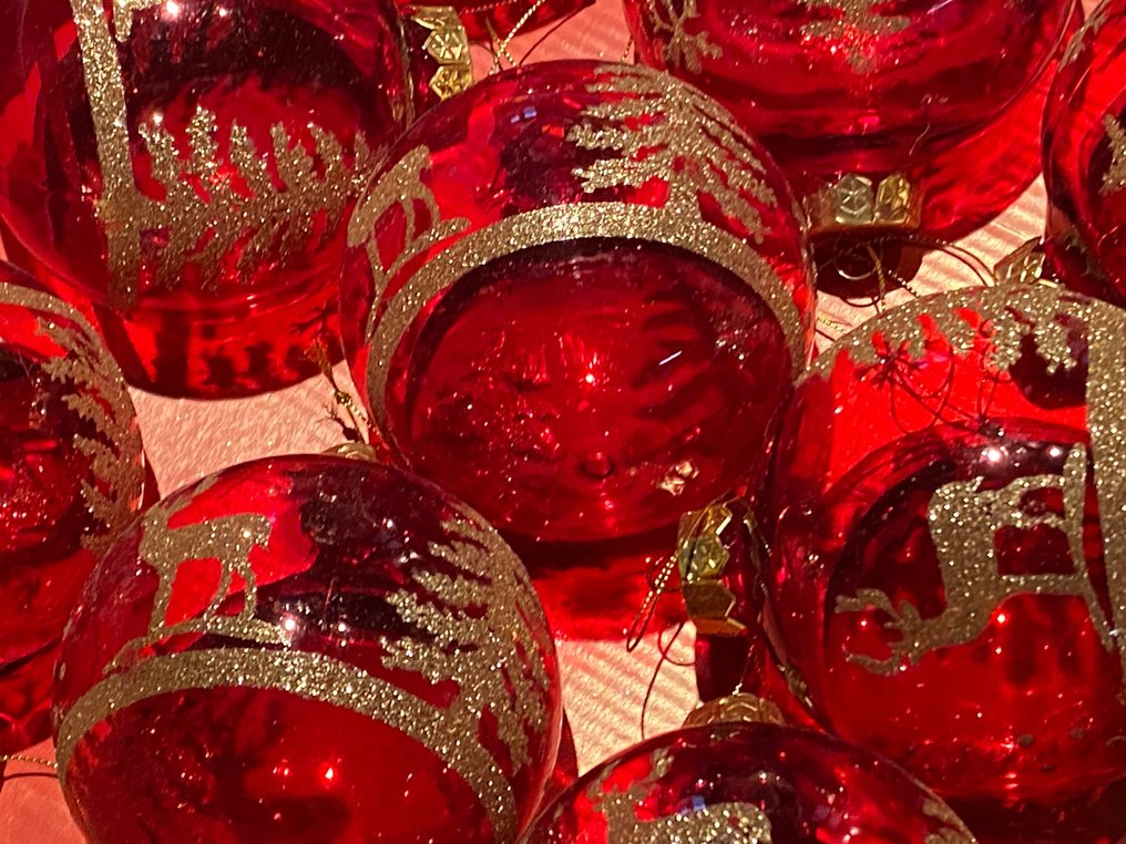 Kerstbal ornament ED Europa 12 transparante glazen kerstballen met