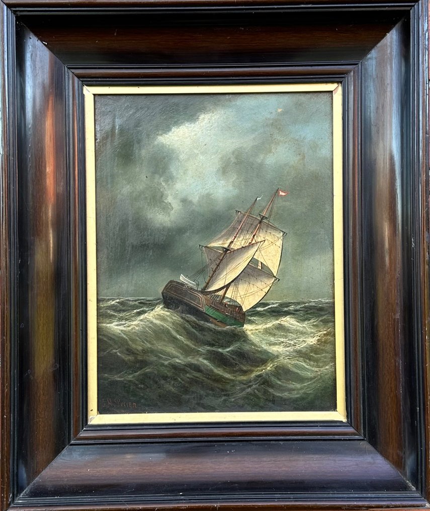 European School XIX Two masted vessel in rough seas Catawiki
