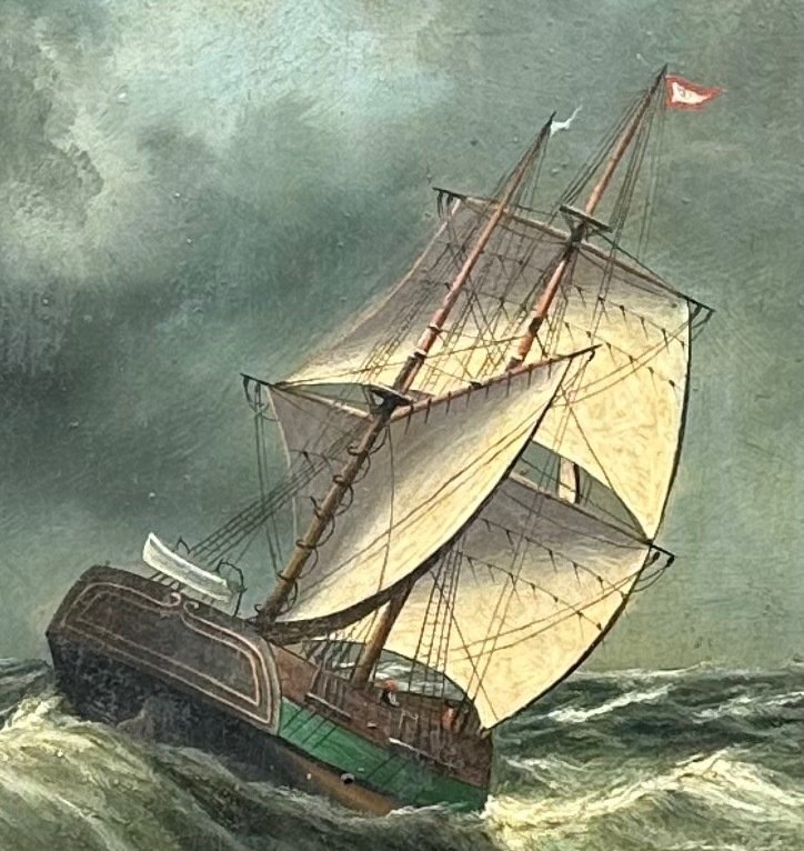 European School XIX Two masted vessel in rough seas Catawiki