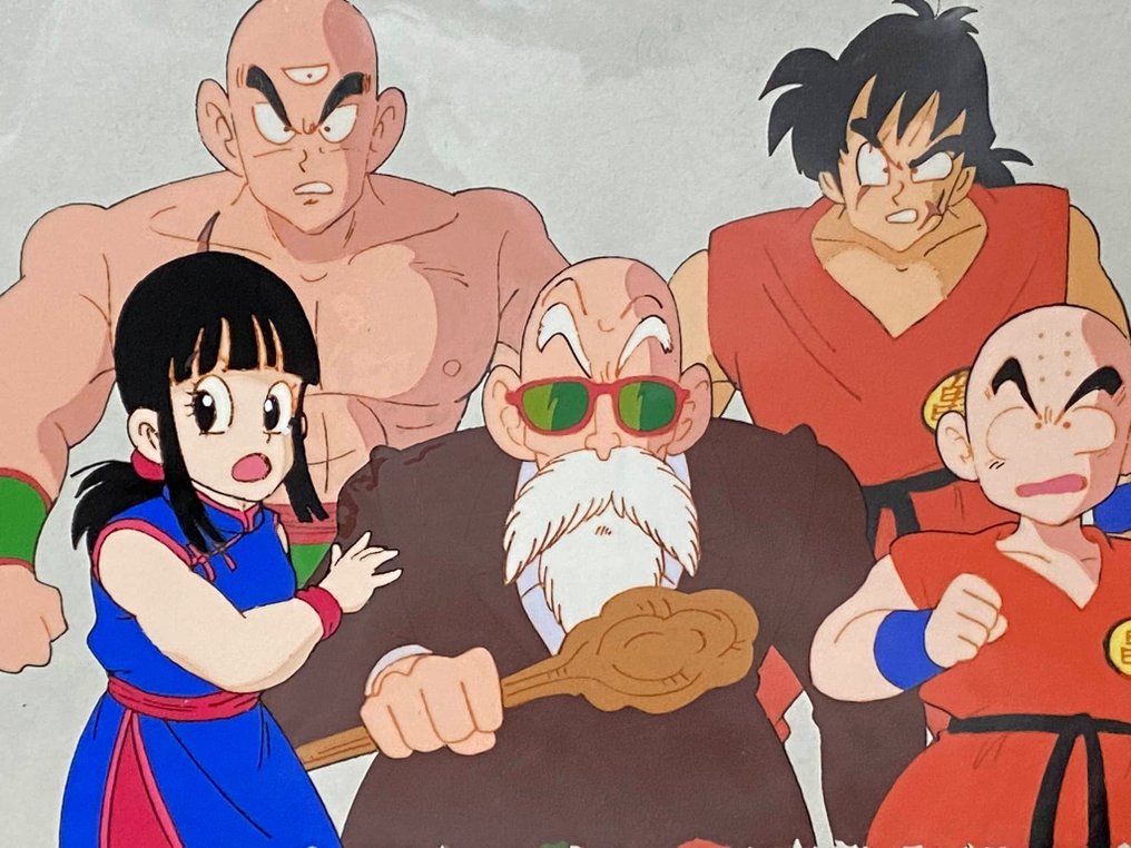 Dragon Ball Z 1 Original animation drawing and cel of Kame Sennin, Chichi, Tenshinhan, Krillin