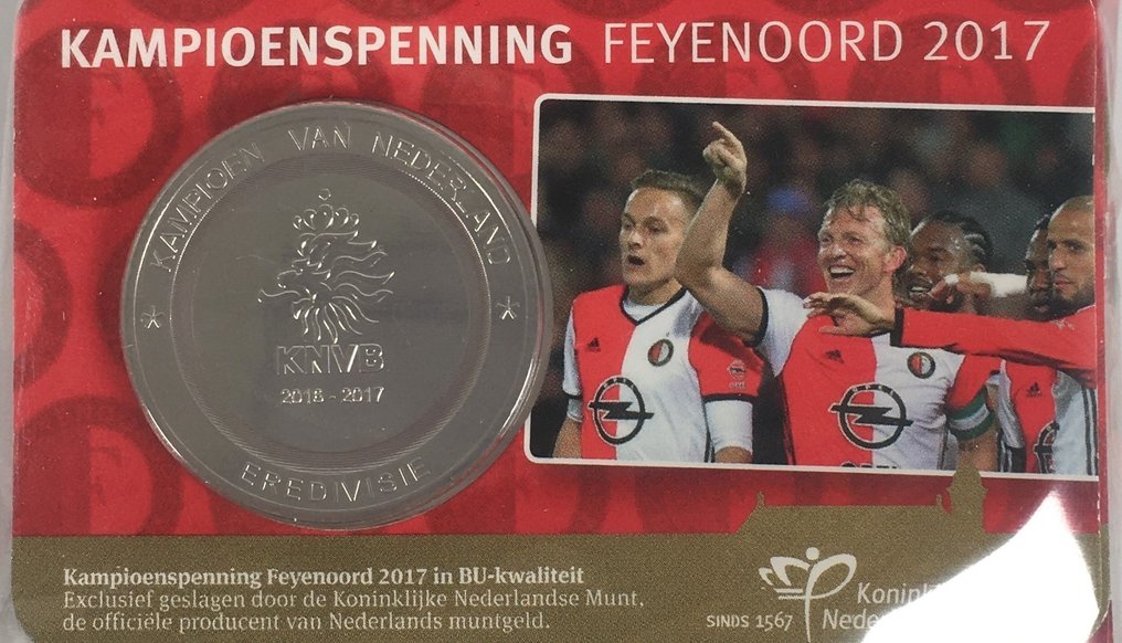 Netherlands. Penning in coincard 2017 Feyenoord Kampioen - - Catawiki