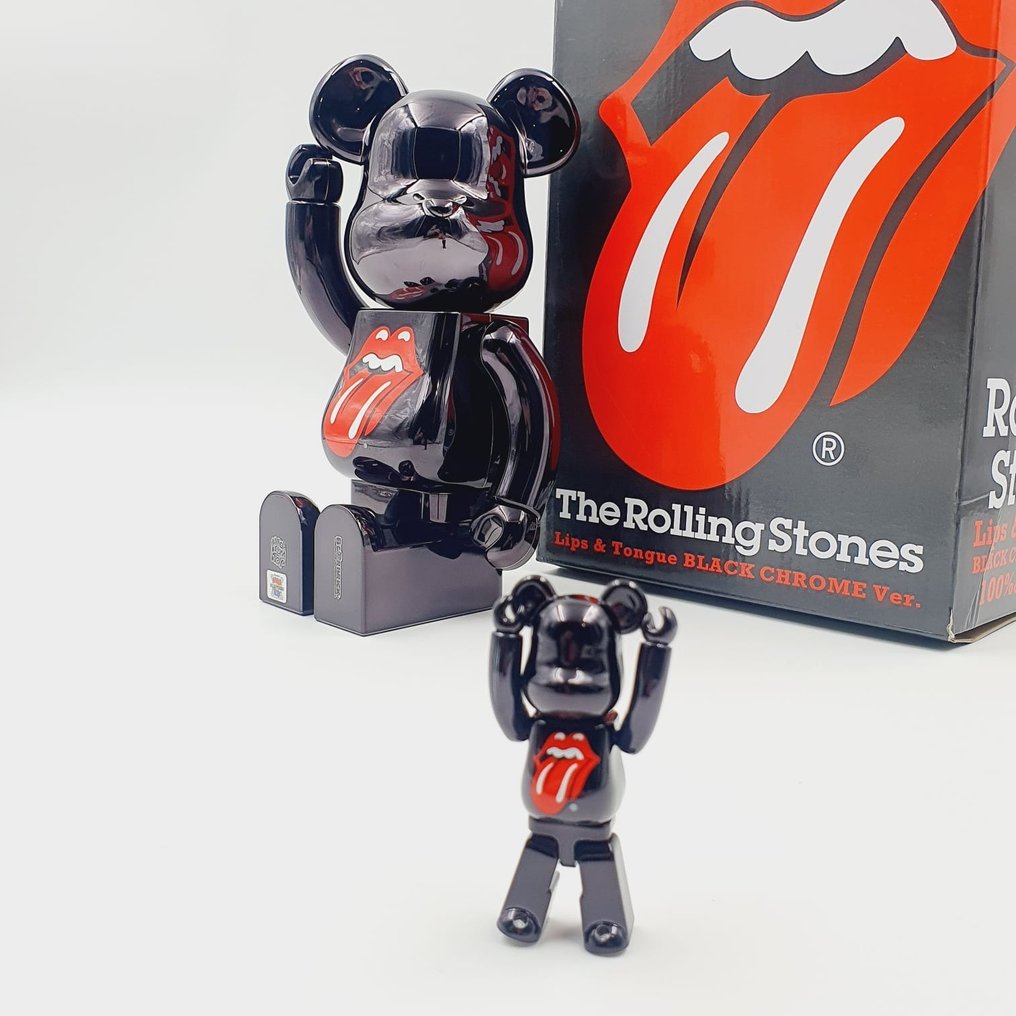 BE@RBRICK The Rolling Stones Lips Tongue Black Chrome 100@0 ...