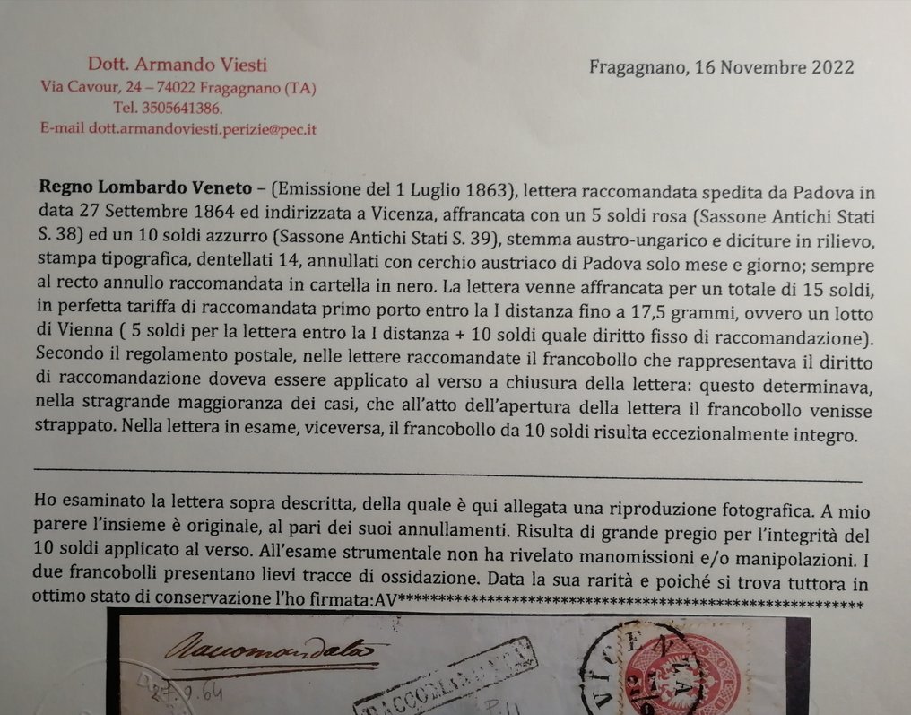 Italian Ancient States - Lombardo Veneto 1863 - Issue of 1 ...