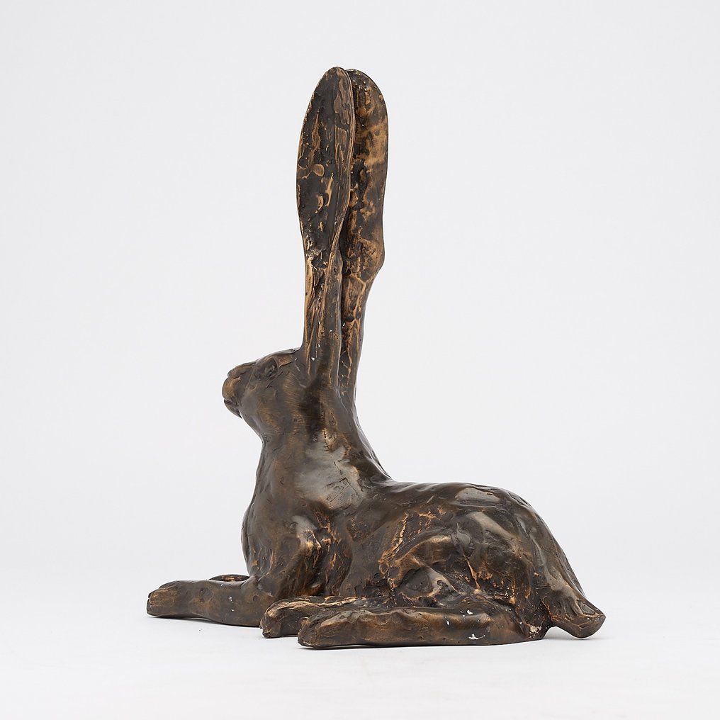 Hare Sculpture - Bronze Interior statue of a animal - Video - Catawiki