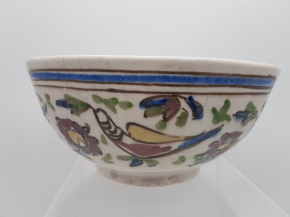 Cuenco de cerámica persa Qajar - Loza de barro - Flores, - Catawiki