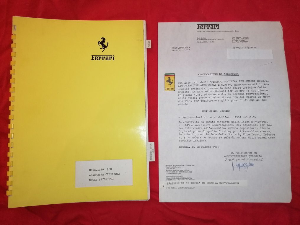 Documentazione - Lettera convocazione di Assemblea - Catawiki