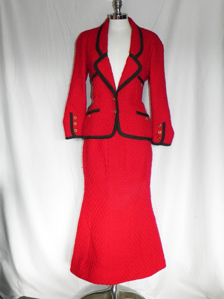 Chanel red suit top