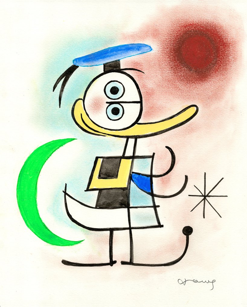 tony-fernandez-donald-duck-inspired-by-joan-mir-s-woman-in-front-of