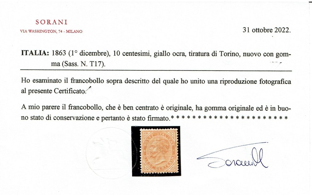 Italy Kingdom 1863 - 10 cents, Turin issue. Centred, - Catawiki
