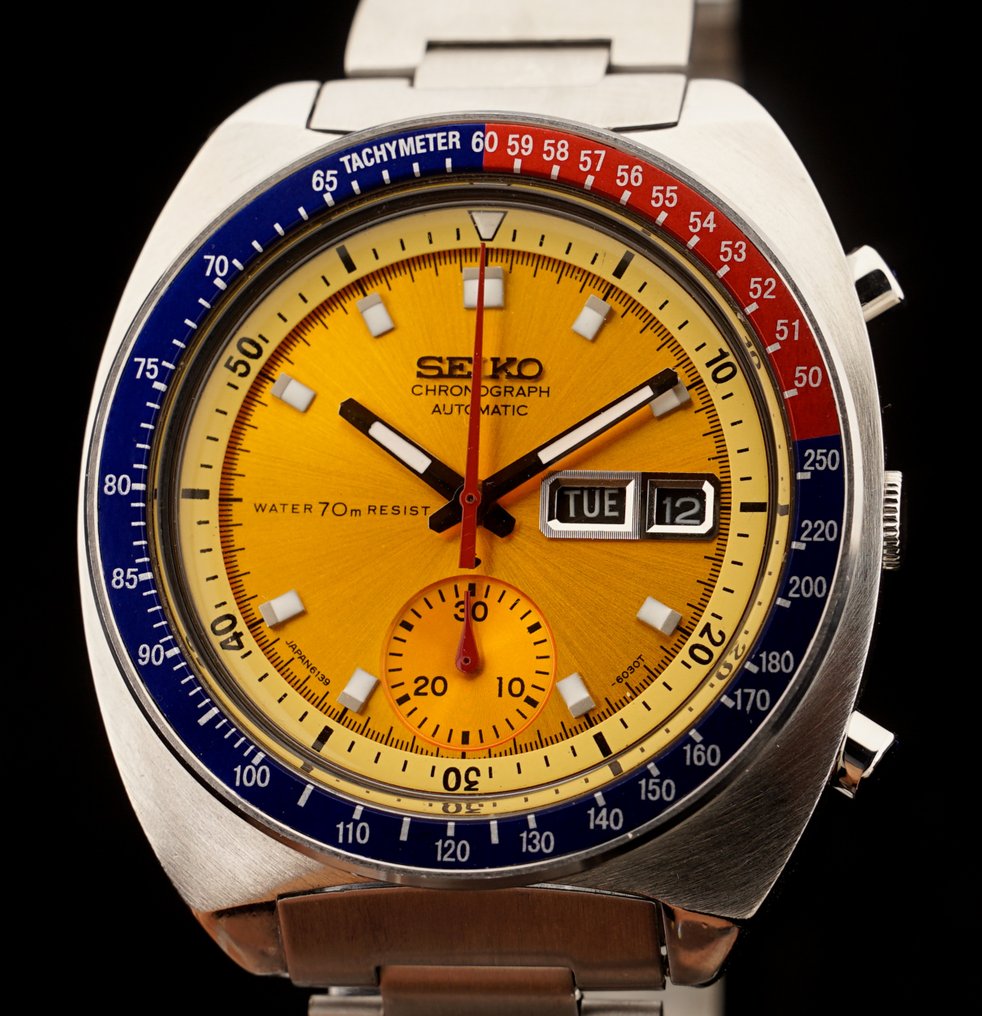 Seiko - Pogue Automatic chronograph Yellow dial Pepsi - - Catawiki