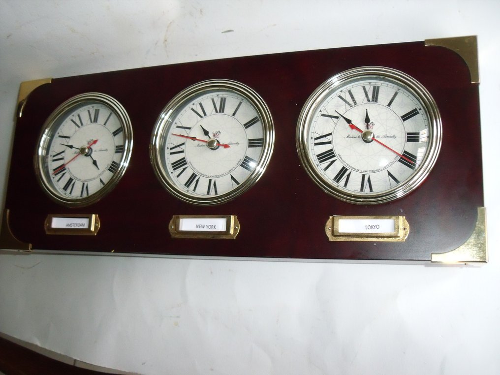 nautical time zones clock Brass, Copper, Wood Catawiki