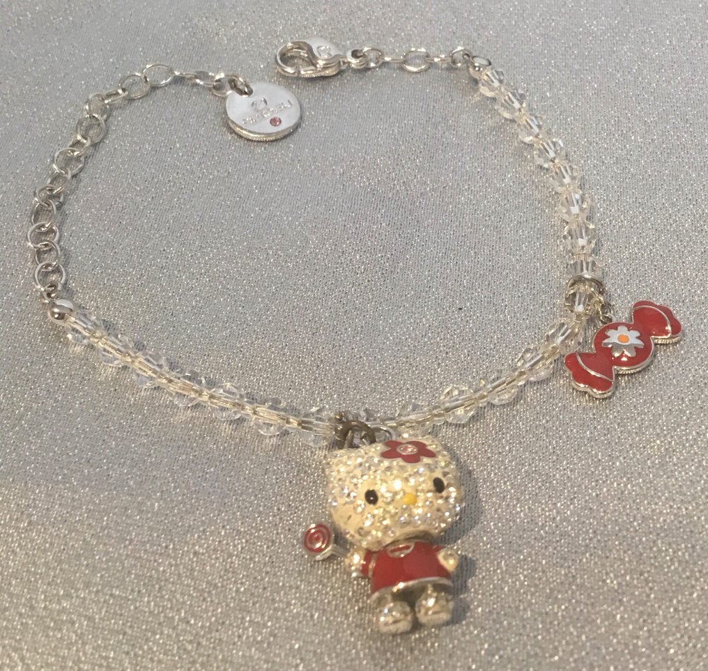 Buy Red Valentine Pearl  Swarovski Crystal HeartLove Dangling Charms  Stylish Bracelet Fashion Jewellery Hello Kitty shamballa Bracelet at  Amazonin