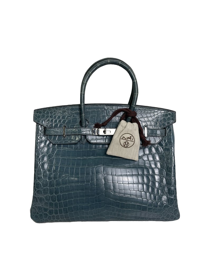 Hermes Birkin 35 Handbag Blue Jean Hermes