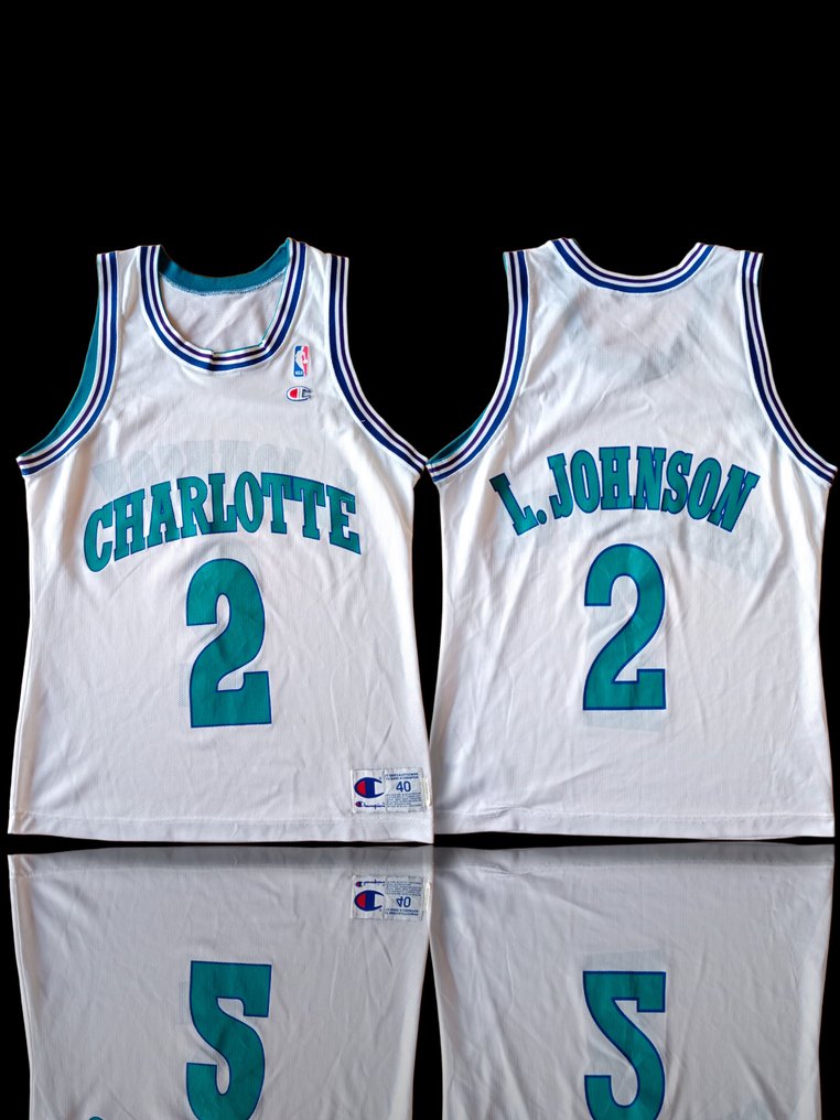 Vintage Charlotte Hornets Larry Johnson Champion Basketball