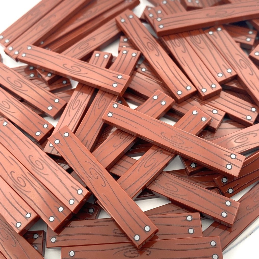 LEGO - Lego - LEGO 80* Custom 1x6 tile Houten Reddish brown kleurige plankjes met nagel - Catawiki