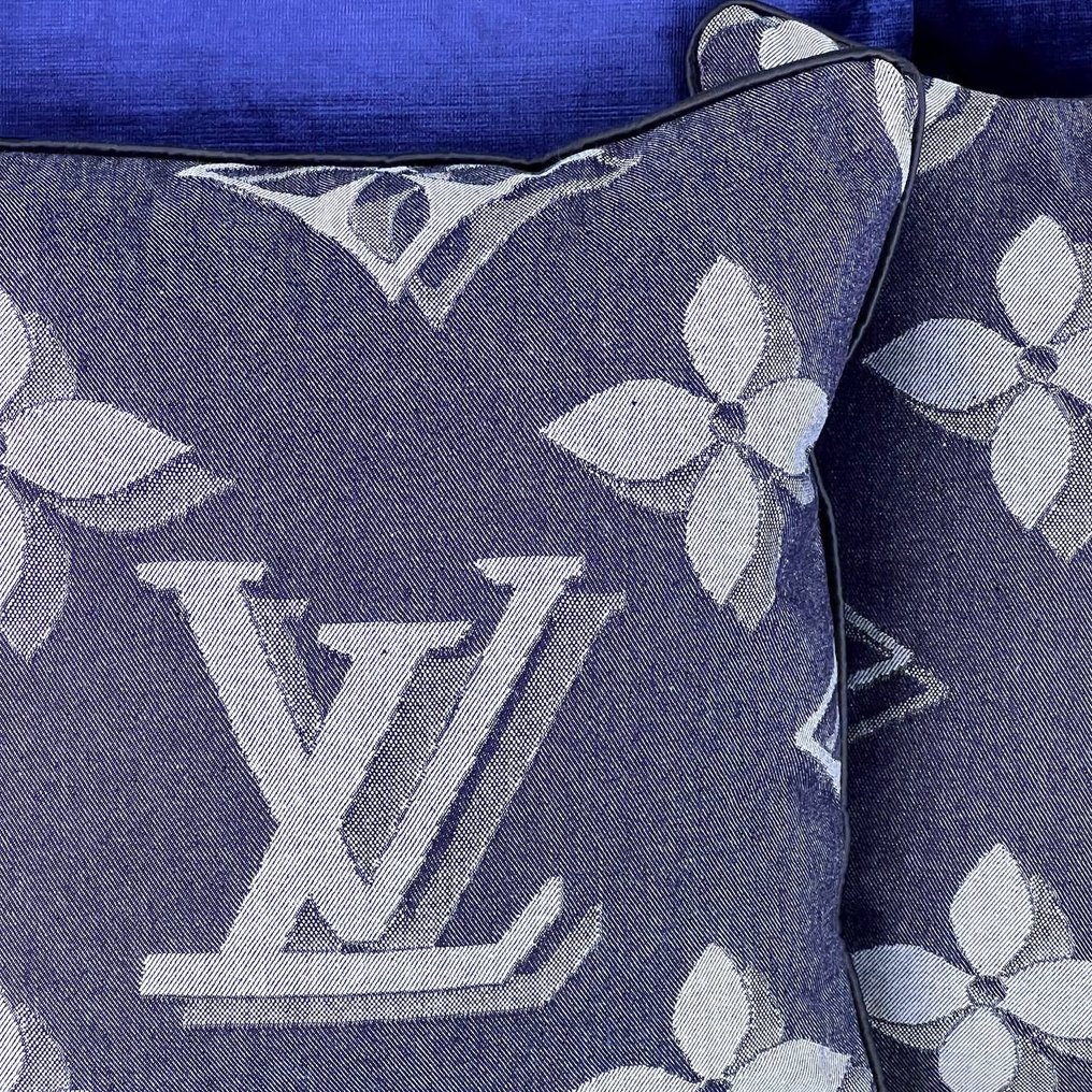 2) - Pillows made of original 3D Louis Vuitton denim - - Catawiki