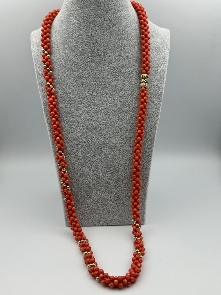 14 kt. Yellow gold - Necklace Coral - Catawiki