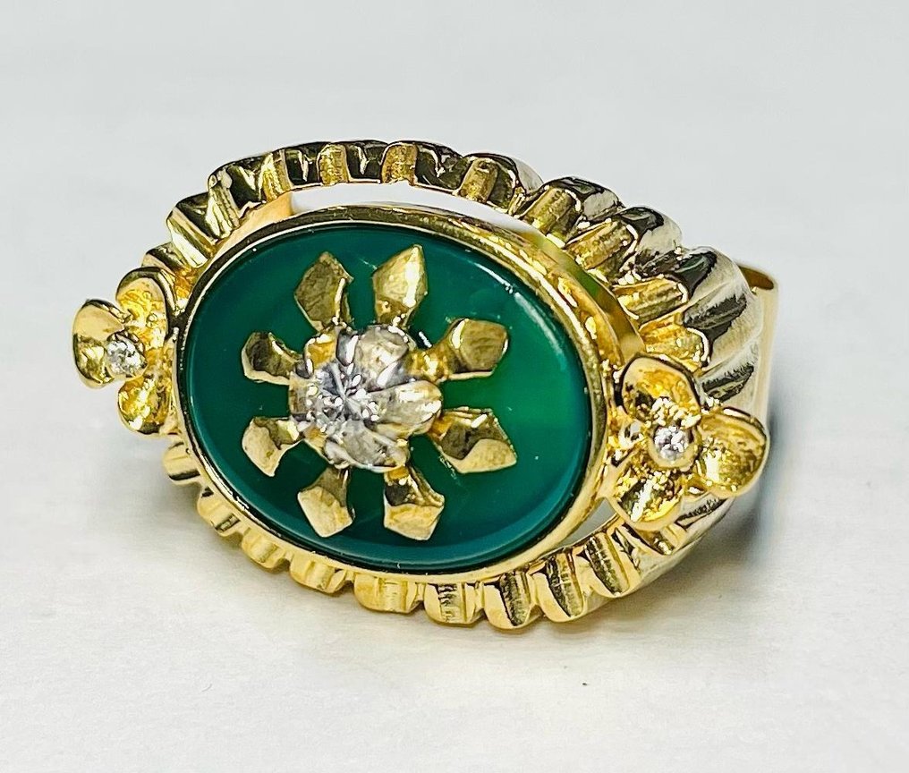 senza-prezzo-di-riserva-14-kt-gold-silver-ring-diamonds-catawiki