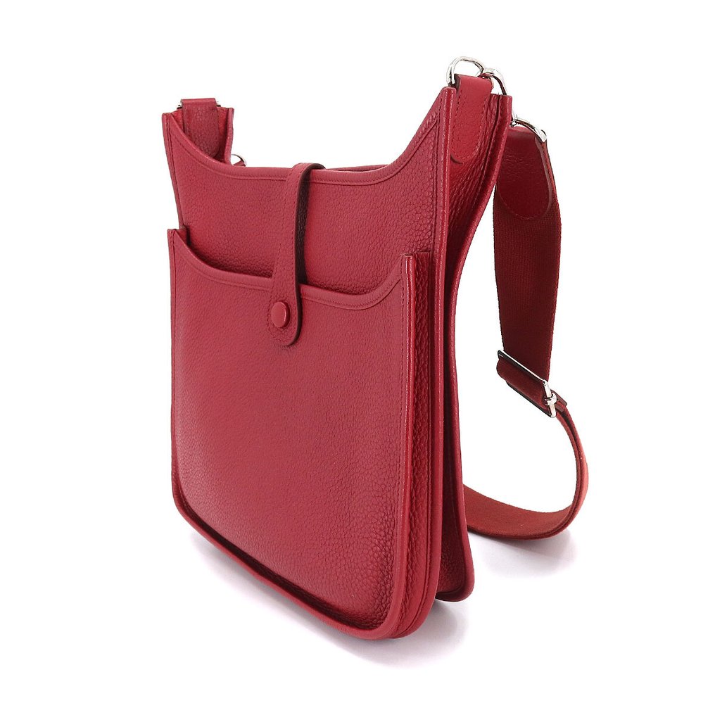 Sold at Auction: Hermes Rouge Red 'Evelyne PM' Leather Bag
