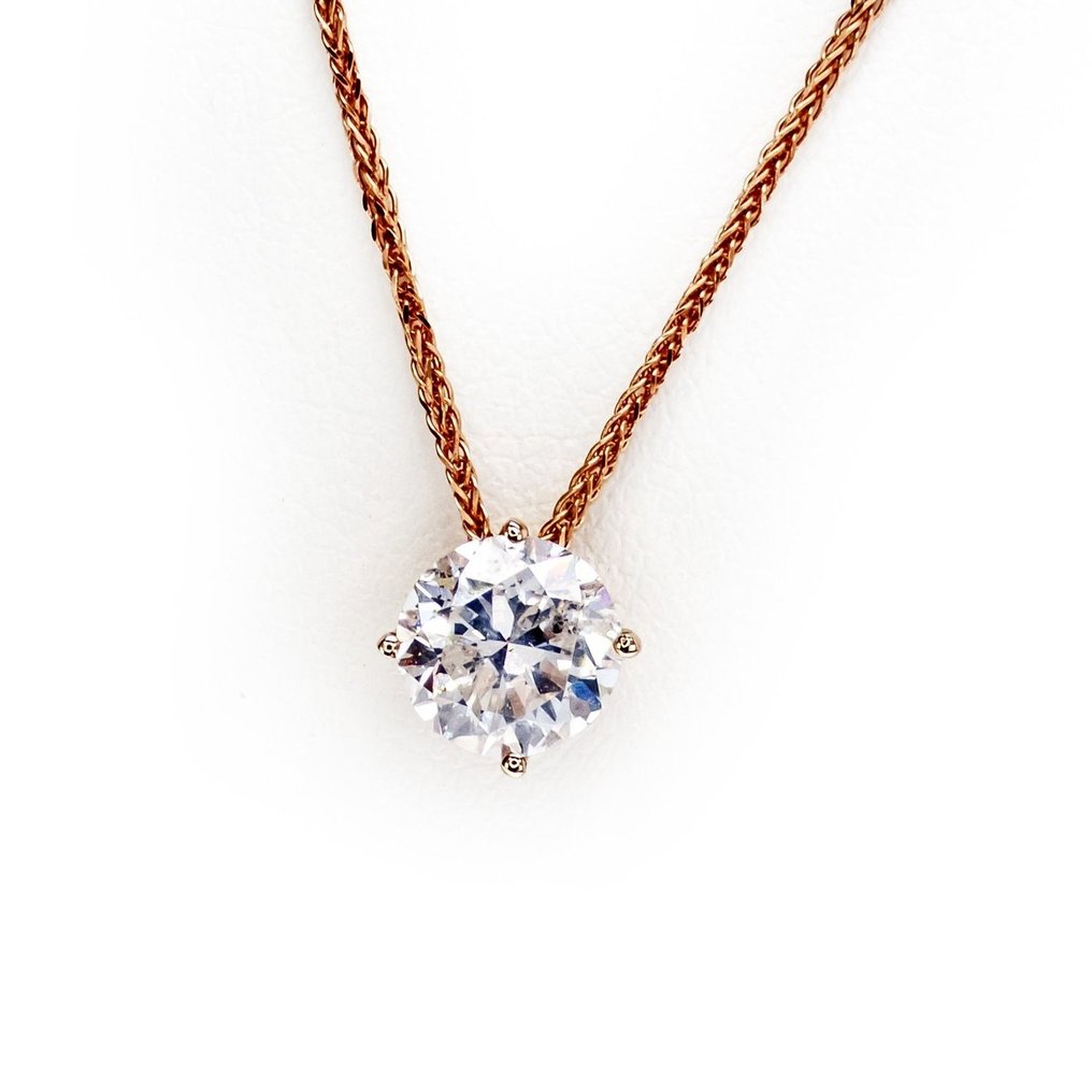 55ct Fancy Pink Diamond Solitaire Necklace in 14K Rose Gold (stunning!)