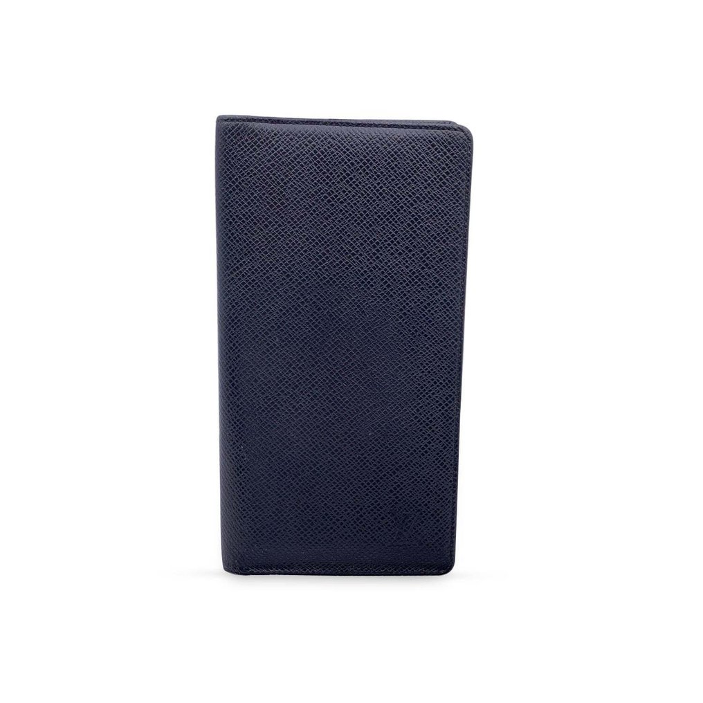 Louis Vuitton Taiga Unisex Plain Leather Folding Wallet Logo Card Holders, Black
