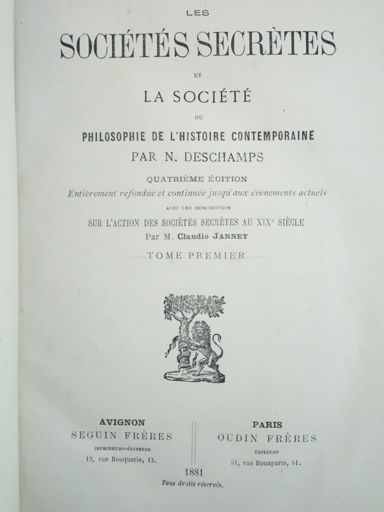 Nicolas Deschamps / Claudio ‎Les Sociétés secrètes et la