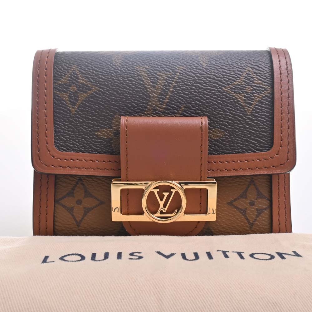 Louis Vuitton Portefeuille / Dauphine Compact Brown M68725 Monogram Monogram Reverse Canvas