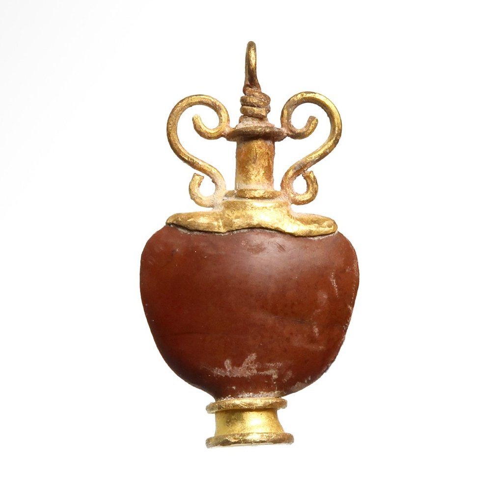 Ókori római - Arany és vörös jáspis, Amphora medál - Catawiki